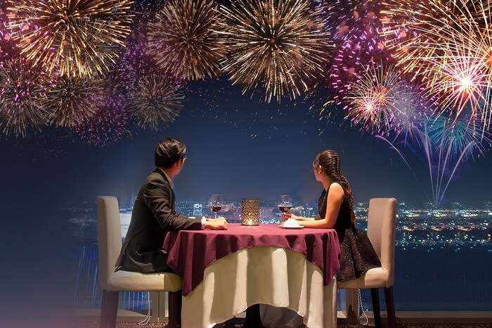 A couple enjoying a dinner at EON51 in Ho Chi Minh city