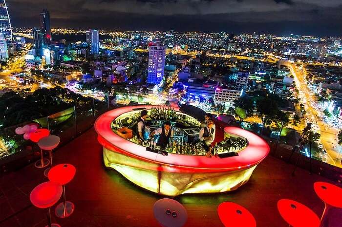 An aerial shot of the Chill Skybar in Ho Chi Minh city