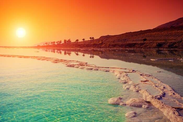 A shot of the sunrise over Dead Sea in Jordan