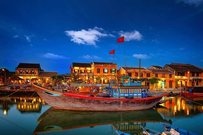 Hoi An old town in Vietnam after sunset