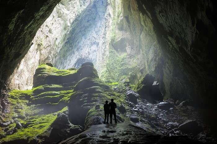 The entrance to the mysterious Son Doong cave in Bang National Park, Phong Nha, Vietnam