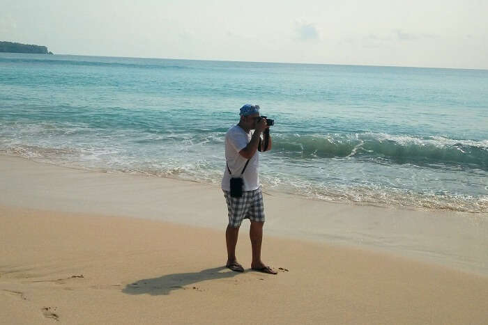 traveler by the beach in Bali