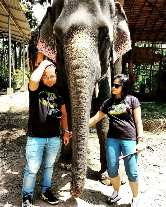 couple at Elephant junction, Kerala