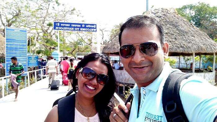 Couple traveling to Havelock Island, Andaman