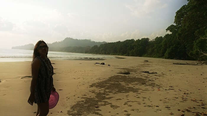 female traveler at Radhanagar Beach