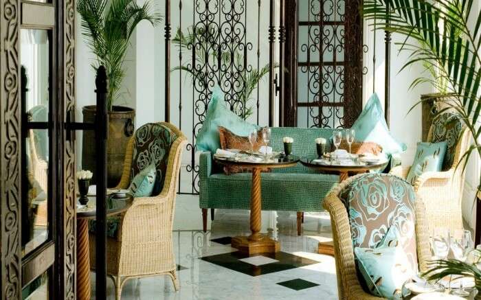 An elegant dining space of Sea Lounge at Taj Mahal Palace in Colaba in Mumabi