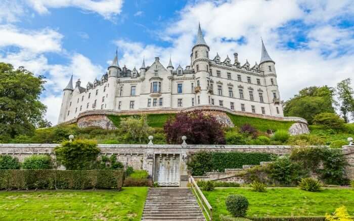 Sunny day at Dunrobin Castle in Scotland