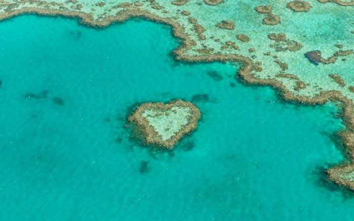 Heart Reef in Australia as viewed from above 