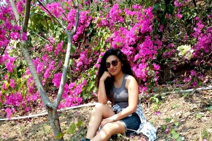 A girl enjoying rishikesh at full blossom