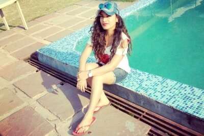 relaxing by the pool