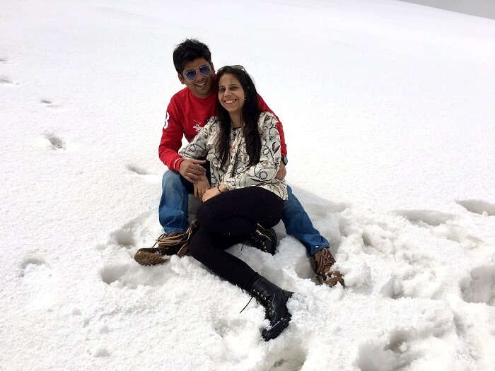 playing in the snow in kashmir