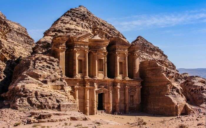 Petra Temple carved on a rock 