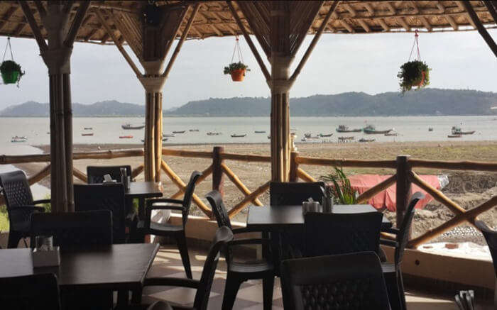 Seaview from the dining area of Farmhouse Sea n Sand in Mumbai 