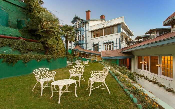 Sitting area at Clarkes Hotel in Shimla 