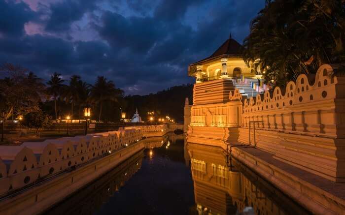The exterior view of Temple of Tooth Relic in Kandy