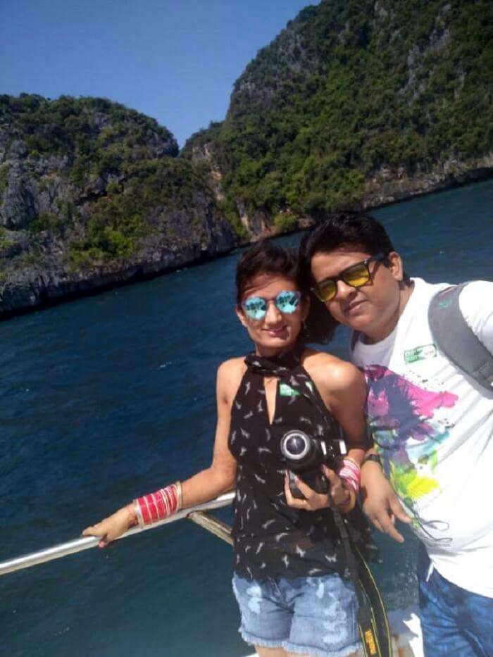 Nilesh and his wife on the phi phi island tour