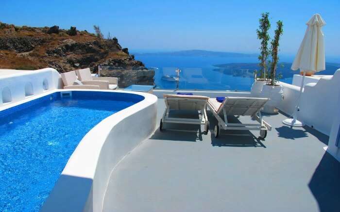 infinity pool at the terrace of Pegasus villas