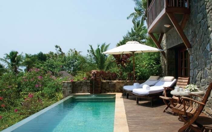 infinity pool with gorgeous views in Vivanta by Taj Kovalam