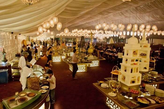 Guests enjoying the Arabian hospitality at Asateer Ramadan Tent at The Atlantis Palm in Dubai