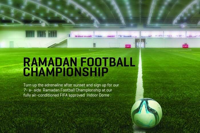 A promotional poster of the Ramadan football tournament in Dubai Sports City