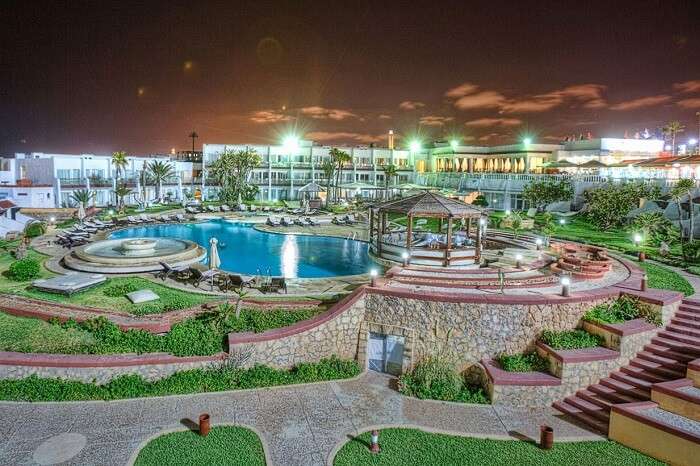 A view of the swimming pool and the surrounding area of the The Casablanca Le Lido Thalasso hotel in Morocco