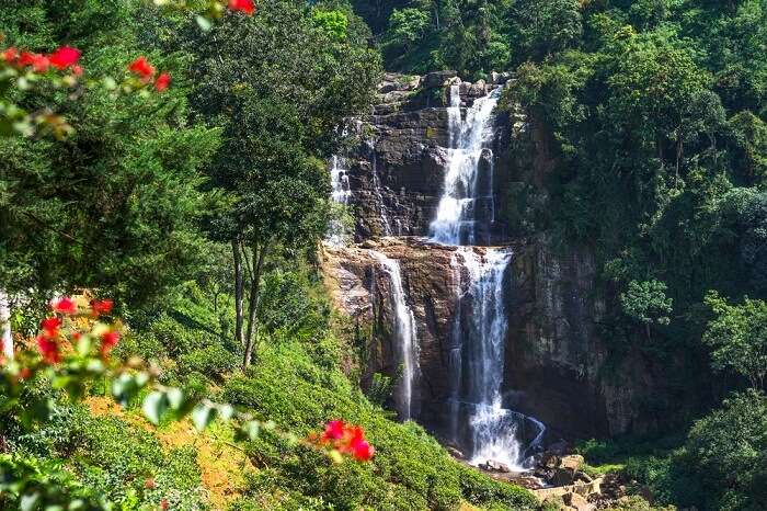 The the famous falls of the Ramboda Valley in Sri Lanka