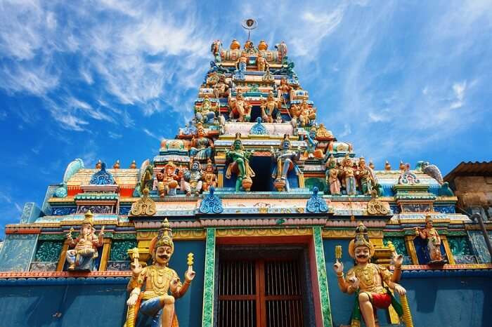 Exterior of traditional Hindu temple in Galle Road in Colombo