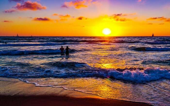 sunset at Herzliya Beach in Israel 