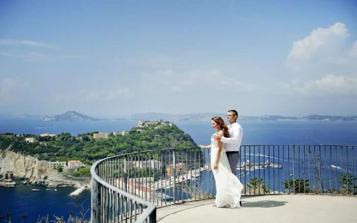 A couple looking at Naples