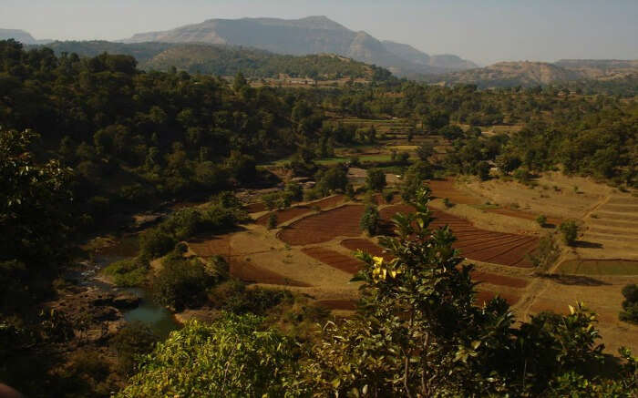 Aerial view of Purushwadi village in Maharashtra 