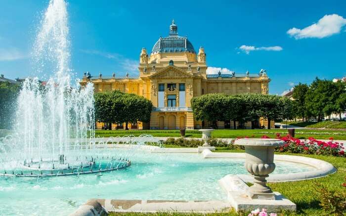 Art pavilion fountain in Zagreb 