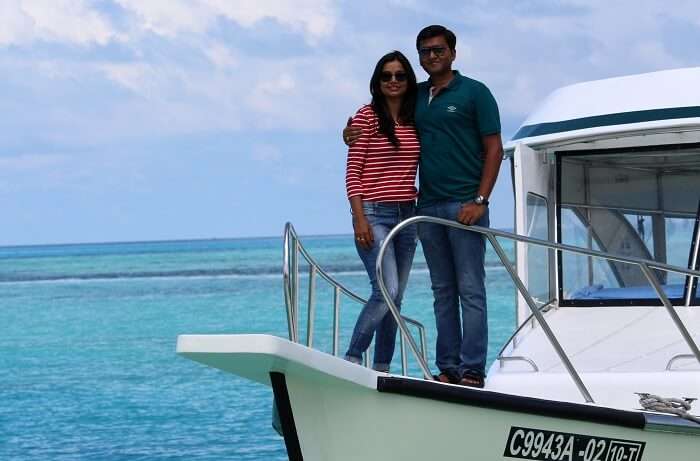 couple chilling in maldives