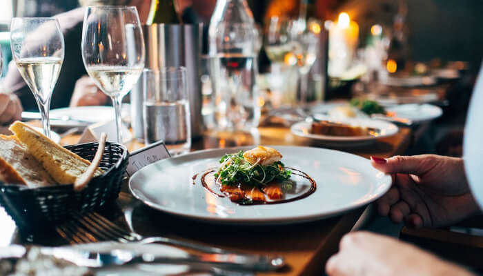 A dinner table at a restaurant