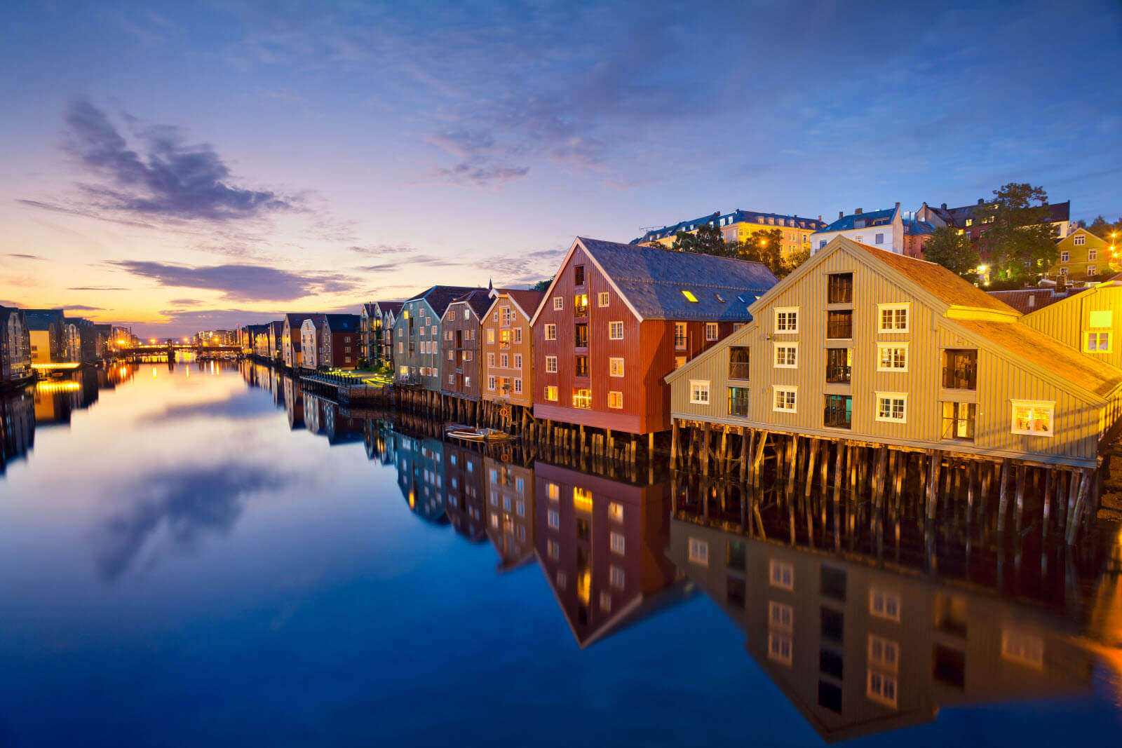 Colourful homes in Trondheim city 