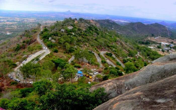 a top of Devarayanadurga from above