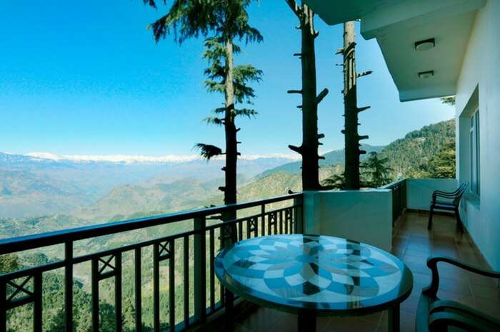 Great mountain views from the balcony of Grand View Dalhousie