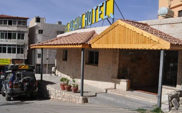 entrance of a traditional style hotel in Jordan