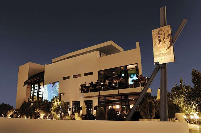 Guests dining at the Blue Fig cafe and pub in Amman