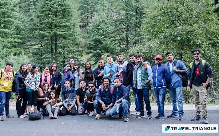 A group of travelers on one of the weekend getaways from Delhi to Kasol and Kheerganga