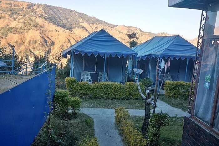 Camps at a resort in the scenic landscape of Chakrata