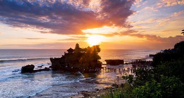 sunset at tanah lot