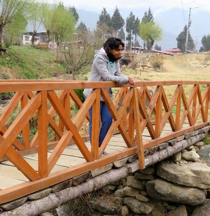 monali on suspension bridge