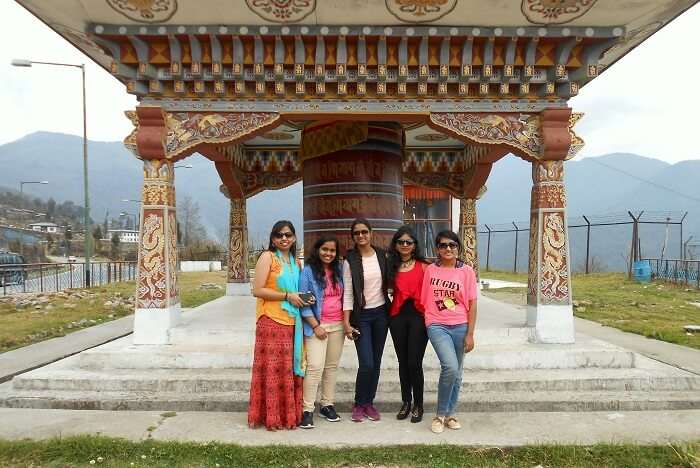 monali n friends hanging out at monastery