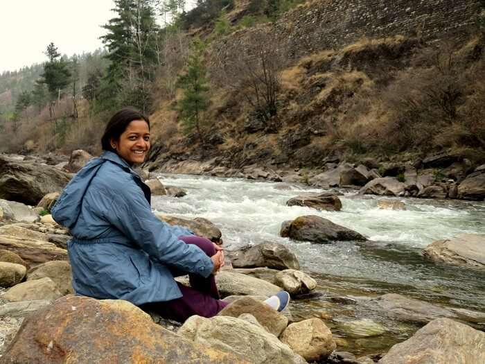 monali's friend at bhutan river