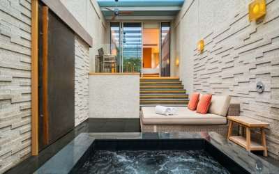 A hot swimming pool inside hotel room in Singapore