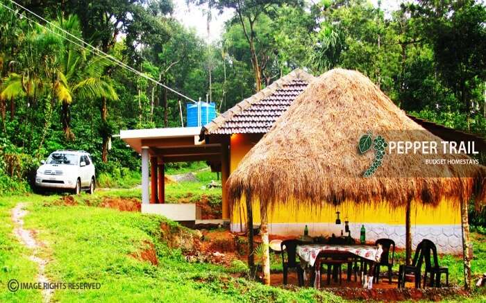 Car parked near Pepper Trail Homestay in Madikeri in Coorg 