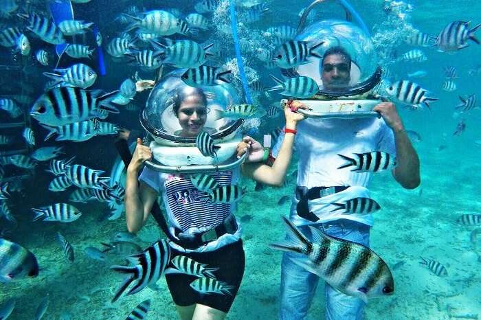 Underwater sea walk in Mauritius
