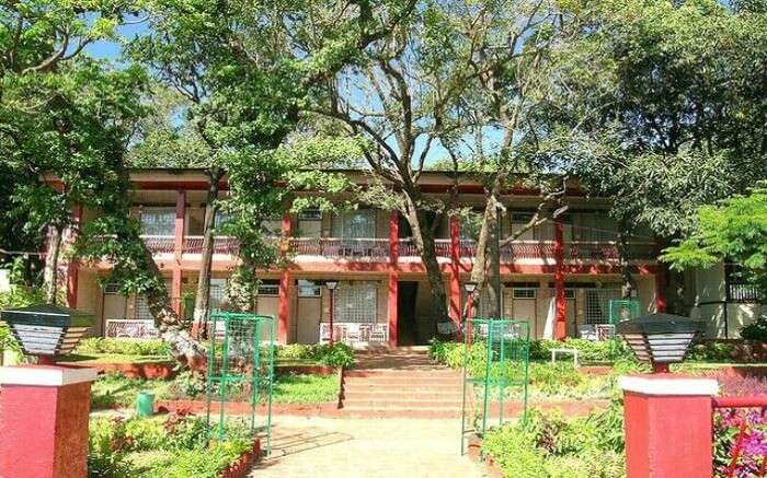 Front view of Regal Hotel in Matheran on a sunny day