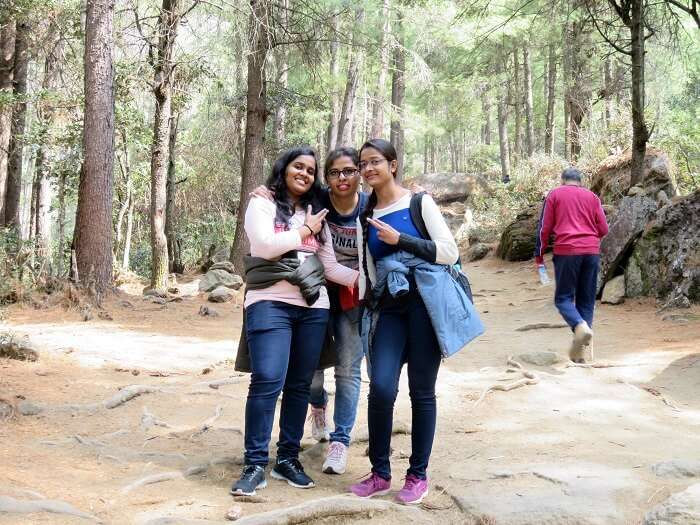 monali and friend trekking bhutan