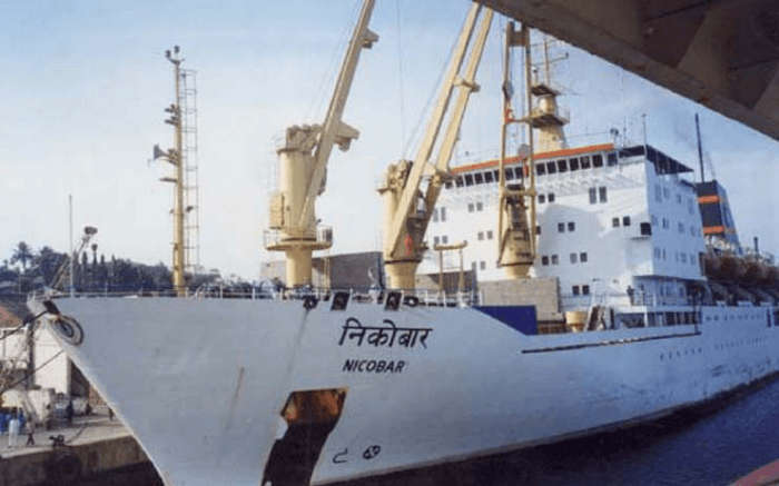 MV Nicobar docked by the sea port 